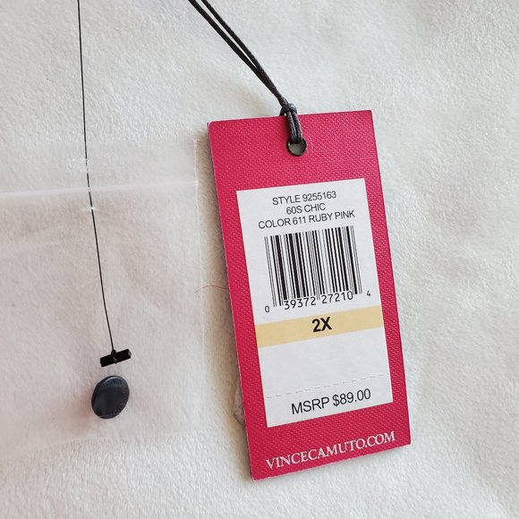 Vince Camuto Plus Size 2X Pink Black LS Top NWT - Picture 10 of 14